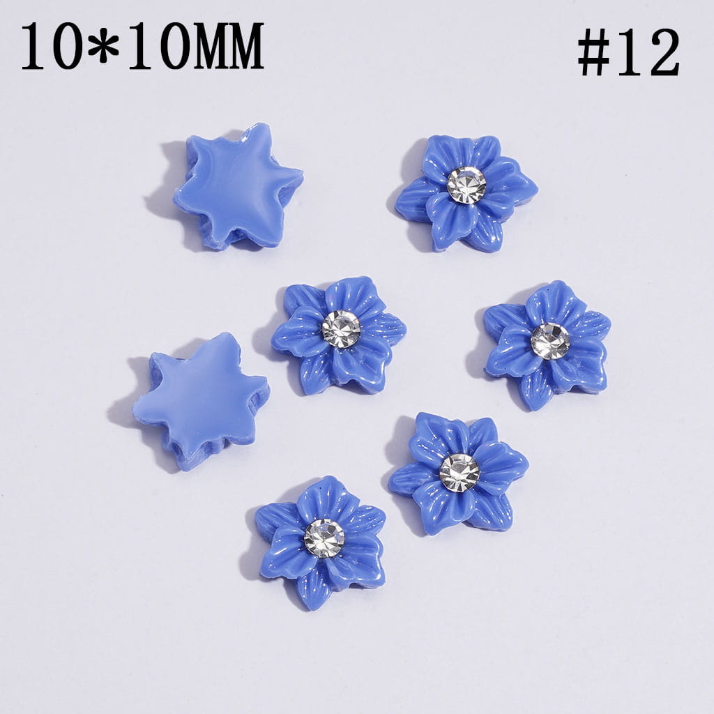 Mini DIY Double Layer and Two Colors Acrylic Flower with Clear Rhinestone for Craft Beads and Pens Jewelry Accessories, 10*10MM Multi-Color