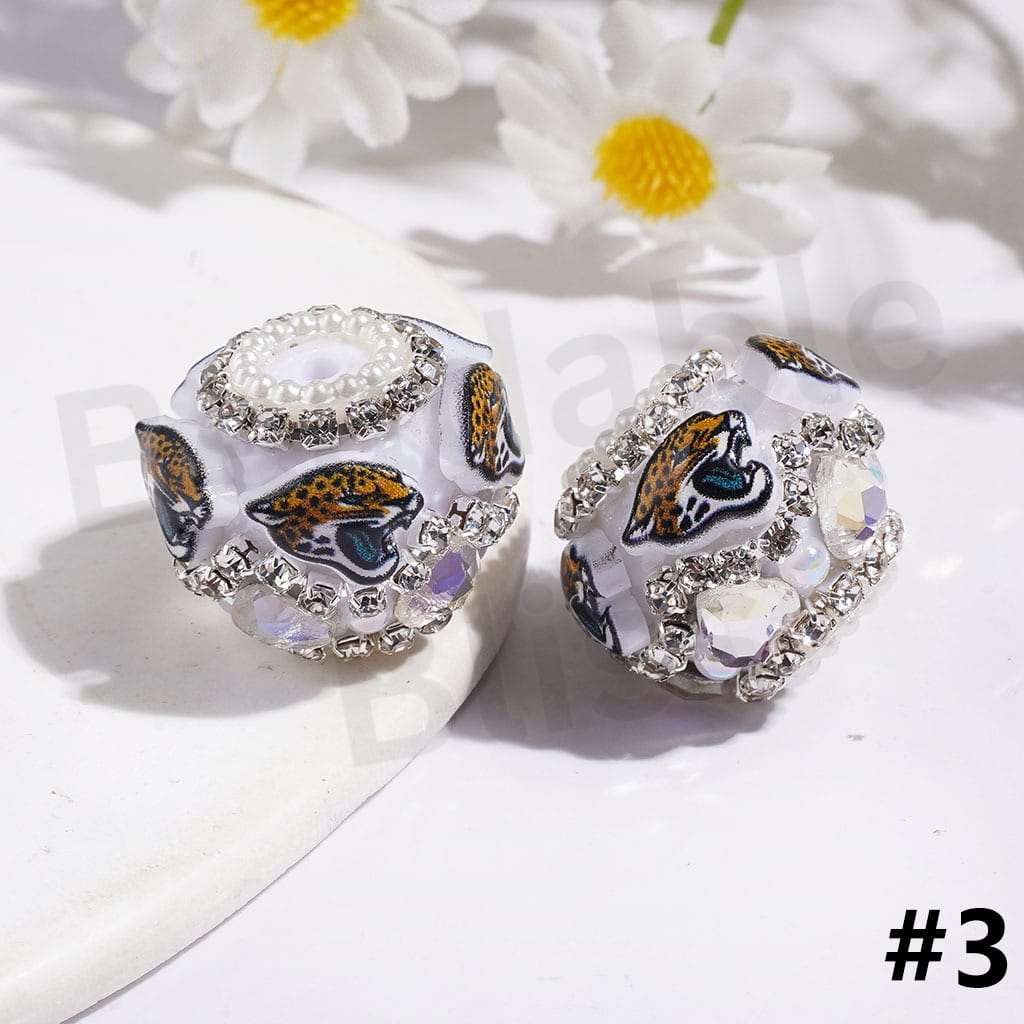 21MM - American Football Team Series Handcrafted Acrylic Beads, Flower Bowtie Crystal White Pearls Rhinestone Chains Metal Base Colorful Mini Bubble Balls Decoration (Update Other Styles Later))