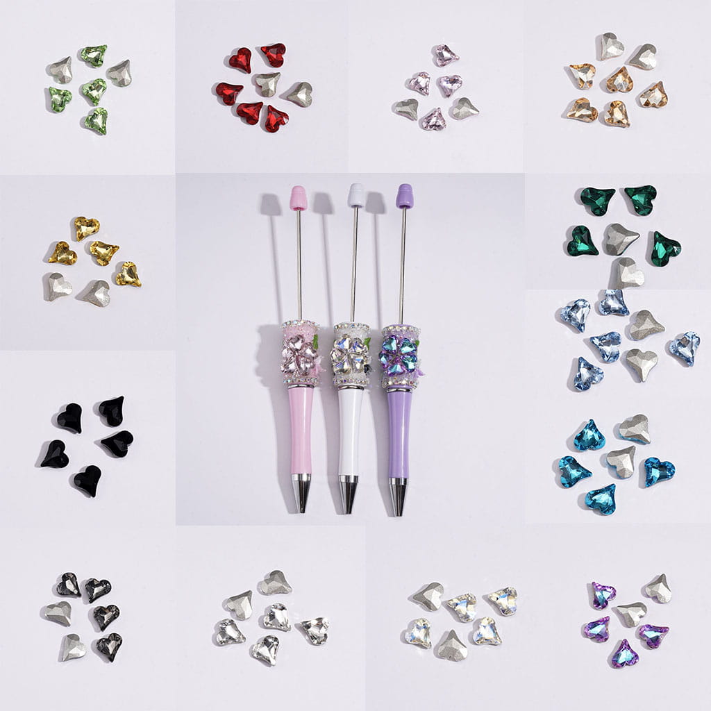 Mini Cute Heart Rhinestones Charm for Jewelry Accessories, 8*9MM Multi-Color