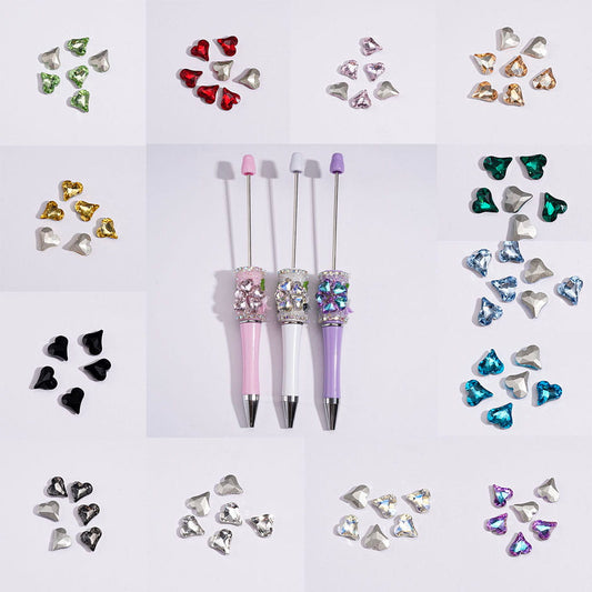 Mini Cute Peach Heart Rhinestones for Craft Beads & Pens & Charms Ornaments, Jewelry Accessories, 8*9MM Multi-Color