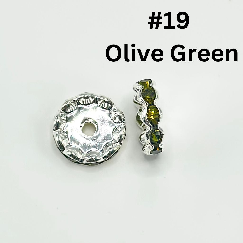 Metal Wave Shape Spacers with Rhinestones in Solid Colors, 15mm
