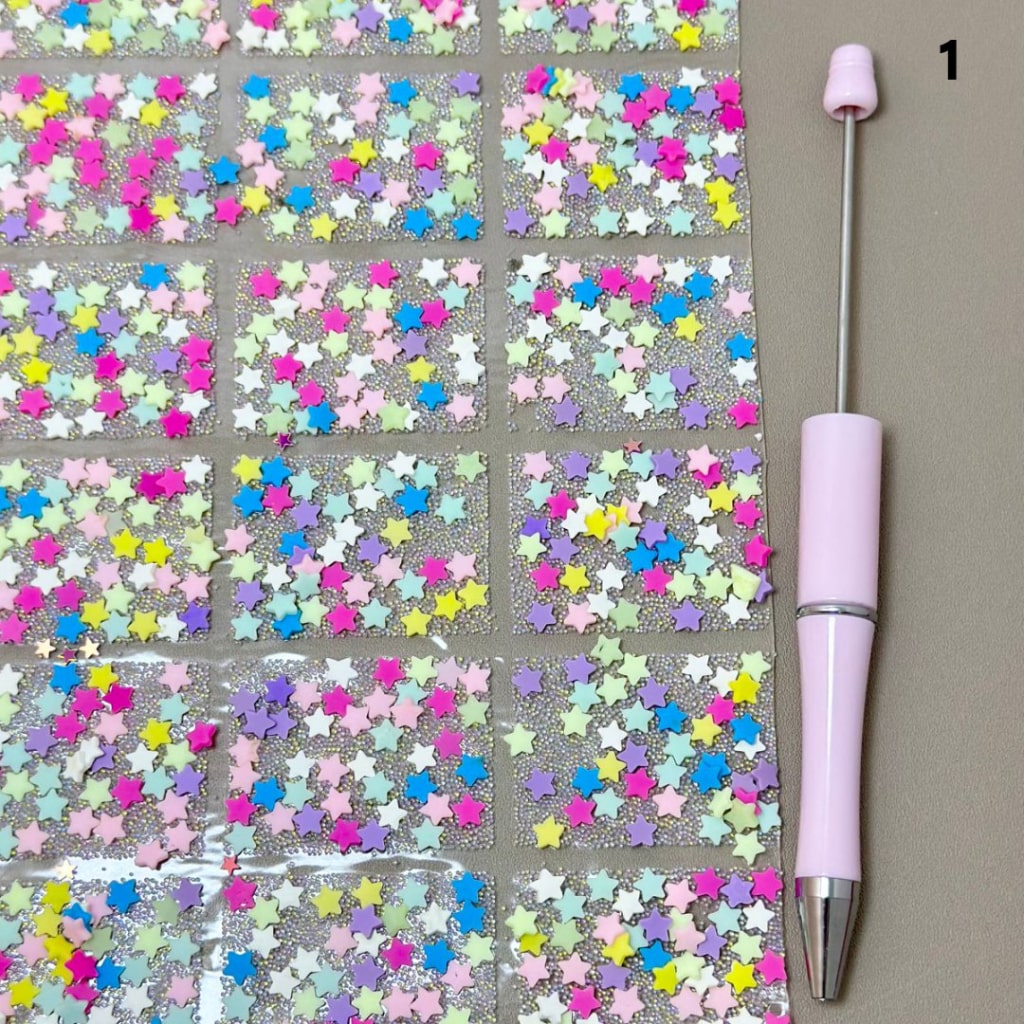 DIY Bling Bling Wraps Tapes with Colorful Cute Candy Bar Sticks Stars Hearts Flowers for Pen, 78 Small Pieces in 1 Sheet, Please Read the Description