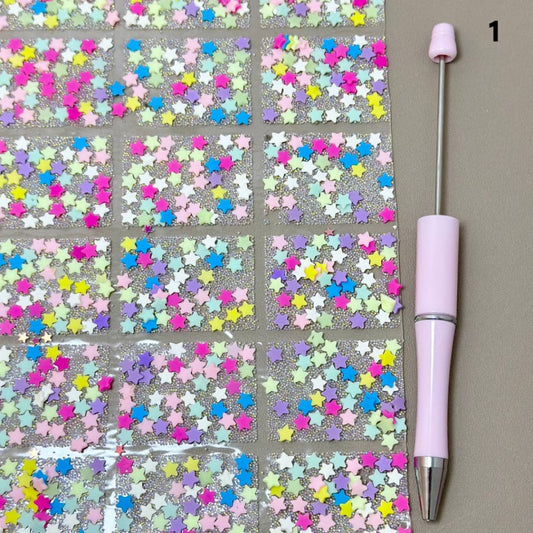 DIY Bling Bling Wraps Tapes with Colorful Cute Candy Bar Sticks Stars Hearts Flowers for Pen, 78 Small Pieces in 1 Sheet, Please Read the Description