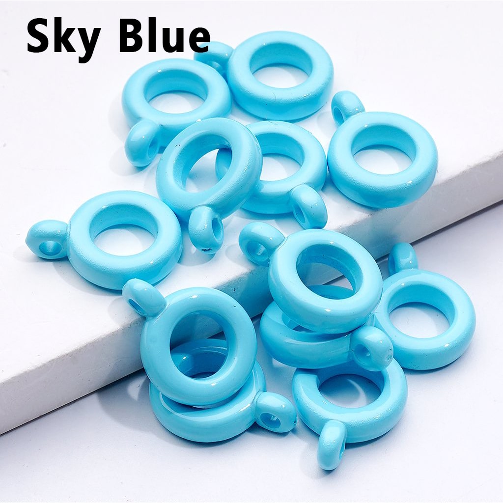 Solid Color Plastic Rings Loops with Mini Rings for Jewelry Accessories, 10MM
