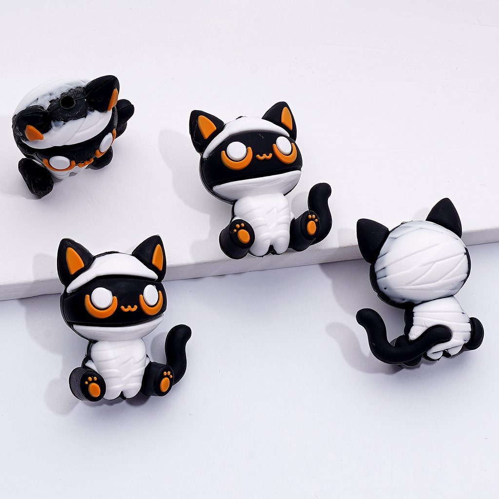 3D Little Cute Kitten Cat Silicone Focal Beads
