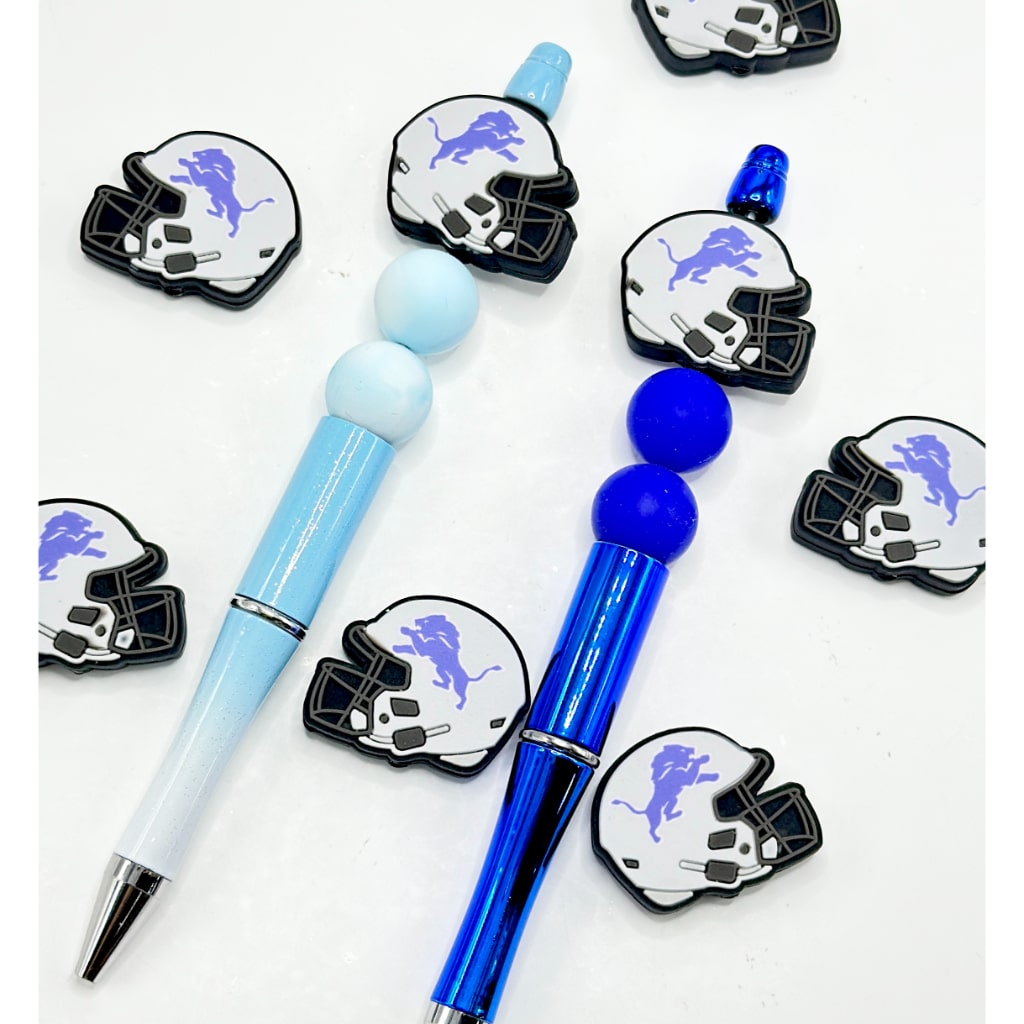USA American Football Team Detroit Lions Helmet Sports Silicone Focal Beads