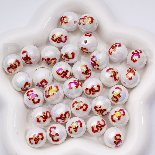 UV Coating USA America College University Football Team US Troja Acrylic Beads,16MM