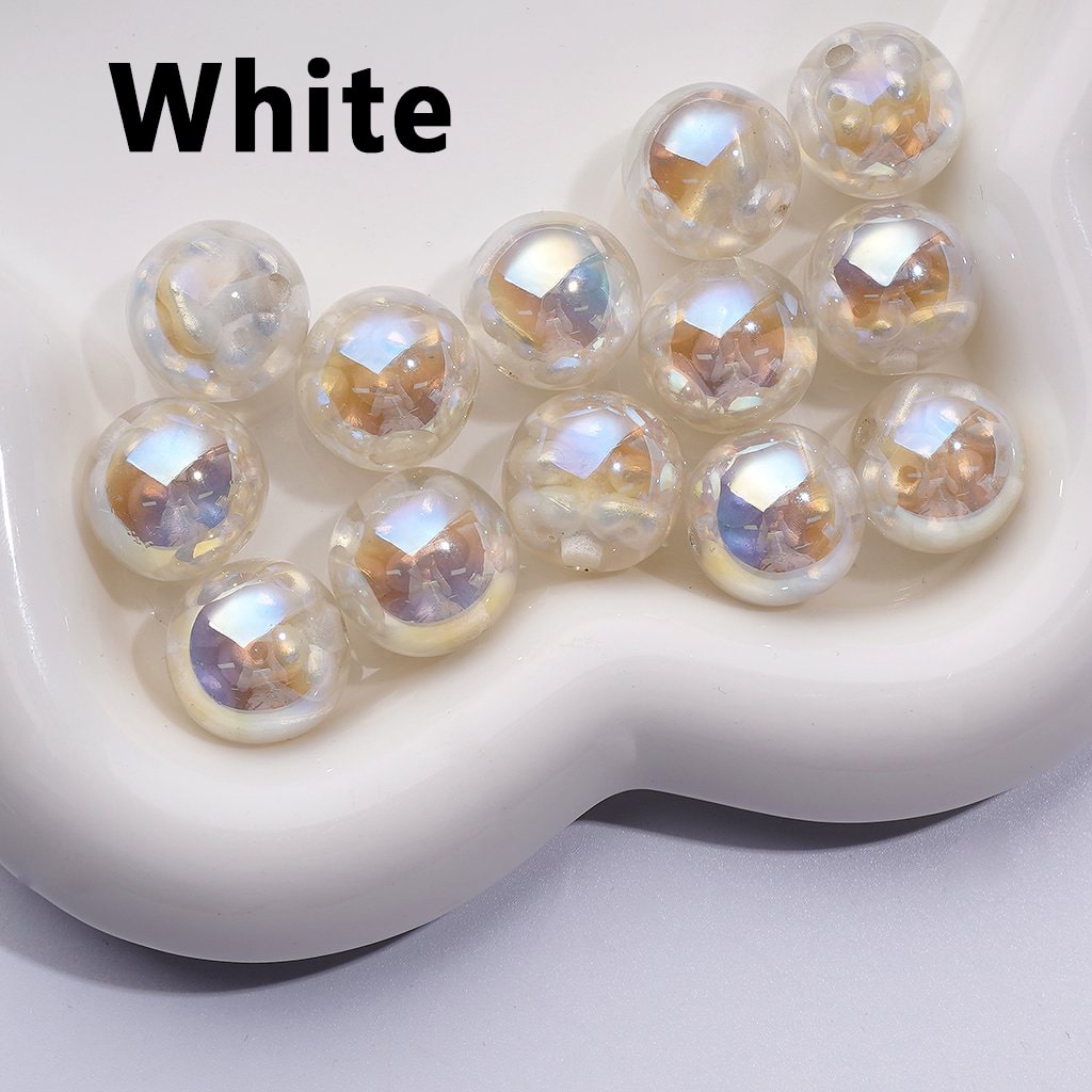 UV Coating Glossy Clear Round Acrylic Beads Mini Colorful Peanuts Beads Inside, 16MM (The Material is Resin)