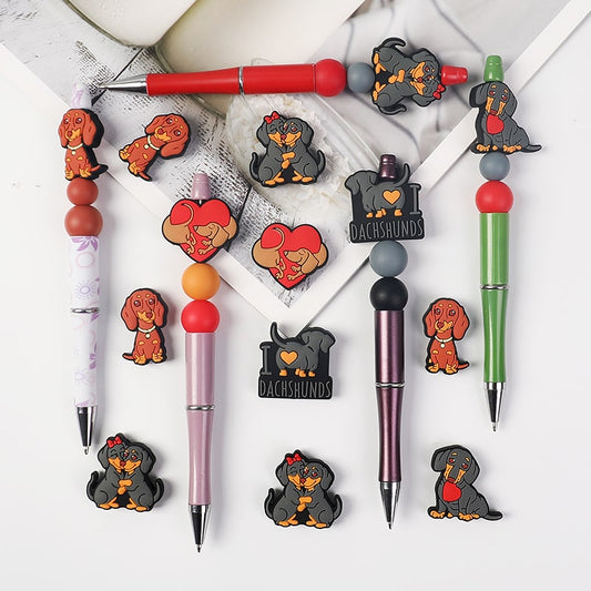 Silicone Focal Beads Cute Dachshund Sausage Dog Series