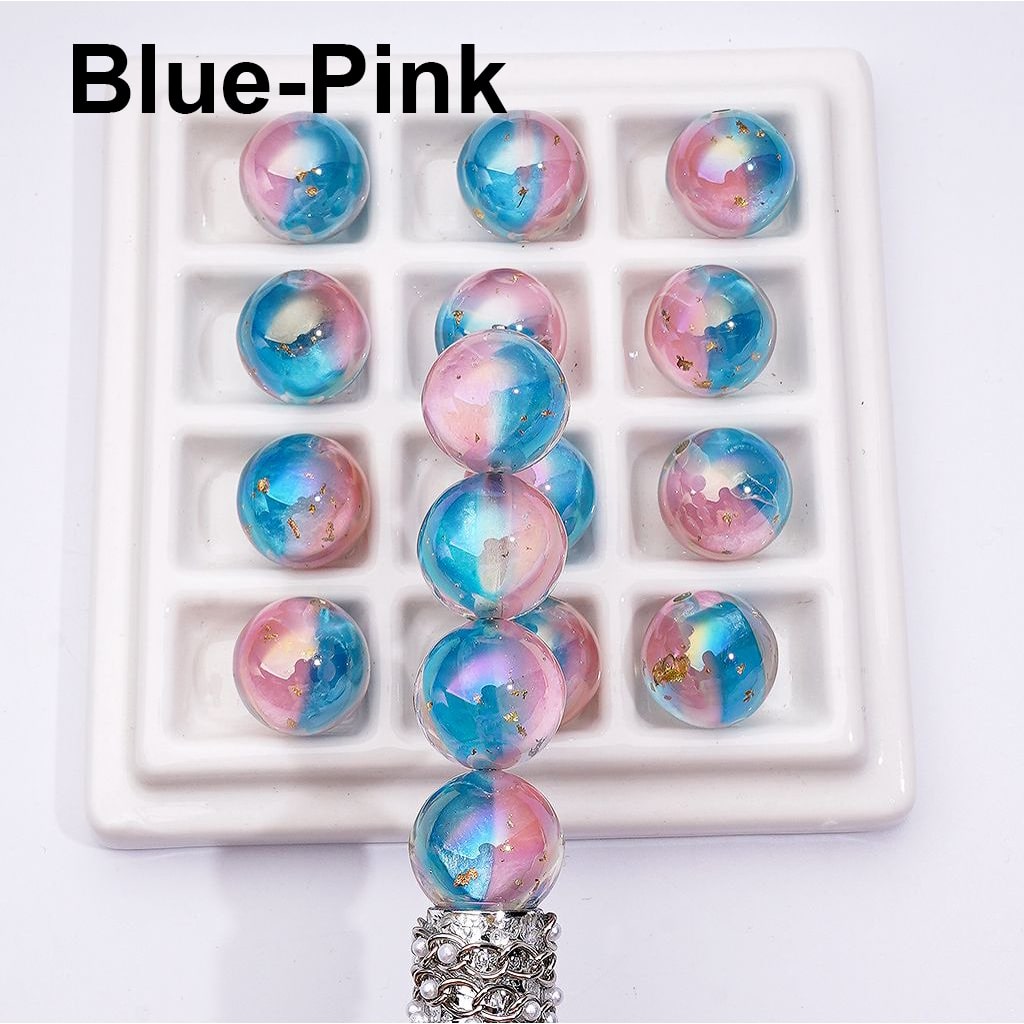 Large Double Color Resin Heart Gold Foil Paper Inside Clear Round Acrylic Beads, 16MM, Random Mix