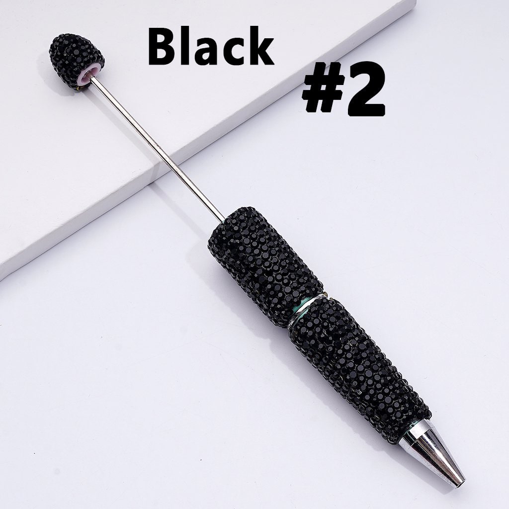 Beadable Clay Pens with Shiny Rhinestones Covered the Entire Pen