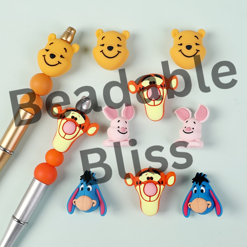 Silicone Focal Beads 3D Cute Animal Face Character Series