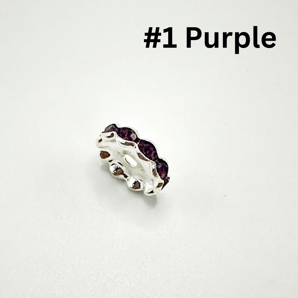 Metal Wave Shape Spacers with Rhinestones in Solid Colors, 15mm