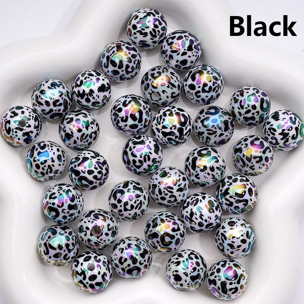 Acrylic Beads UV Coating Leopard Prints Multi-Color, Round 16MM (Single Color is available for 200pcs(Whole Bag))