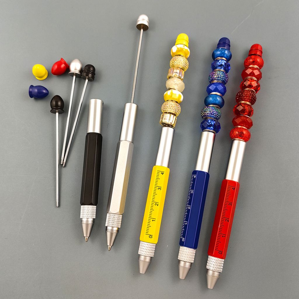 金属製ビーズ付きスタイラスペン、定規付き DIY 多機能ツール、タッチスクリーンデバイス用ドライバー