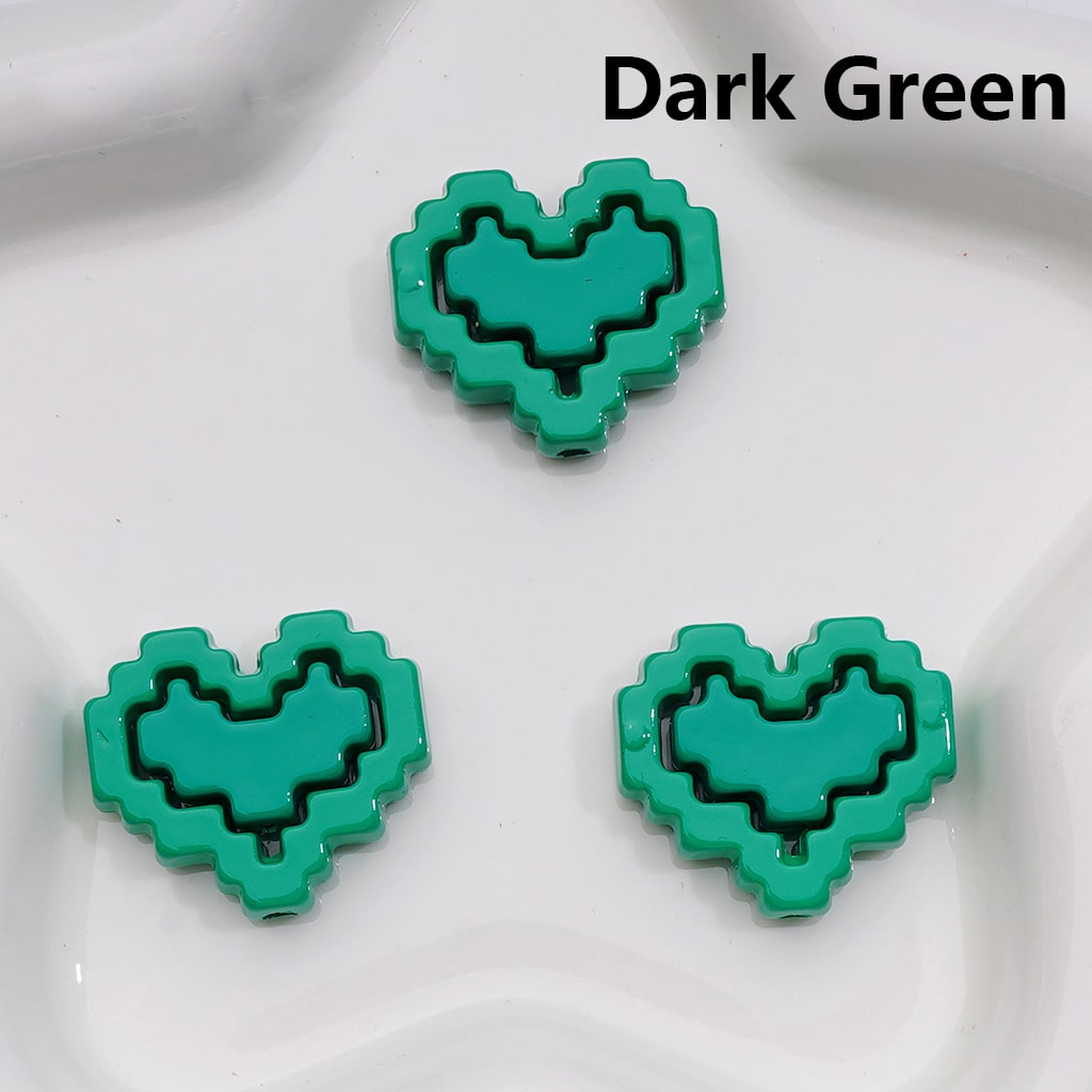 Cute Hearts & Hearts Frame Puzzle Set Acrylic Beads, 30*26MM (1pcs heart+1pcs heart frame is 1set, 20pcs is 10Sets, Single Color is available for 200sets(Whole bag))