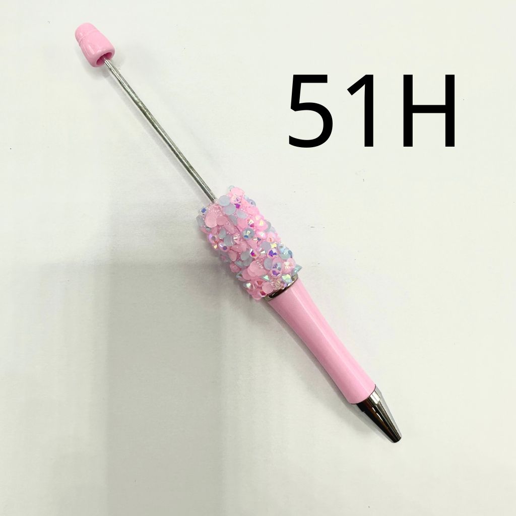 Beadable Pens with Flatback Rhinestones in Mix Solid Colors with AB Finish and Bubbly Wraps