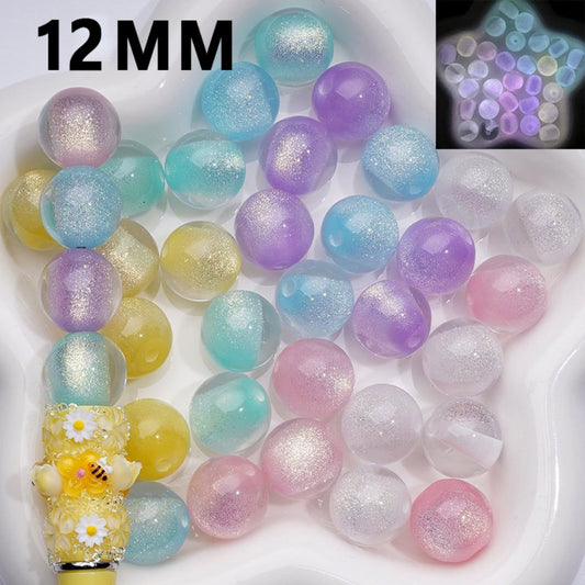 Luminous Bling Bling Shiny Glitter Half Sugar Core Round Acrylic Beads, 12MM