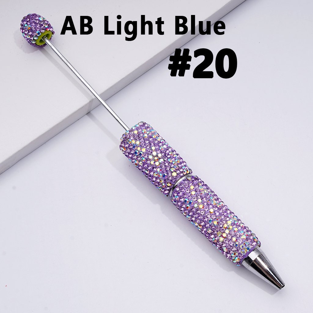 Beadable Clay Pens with Multi-Color & AB Rhinestones Covered the Entire Pen