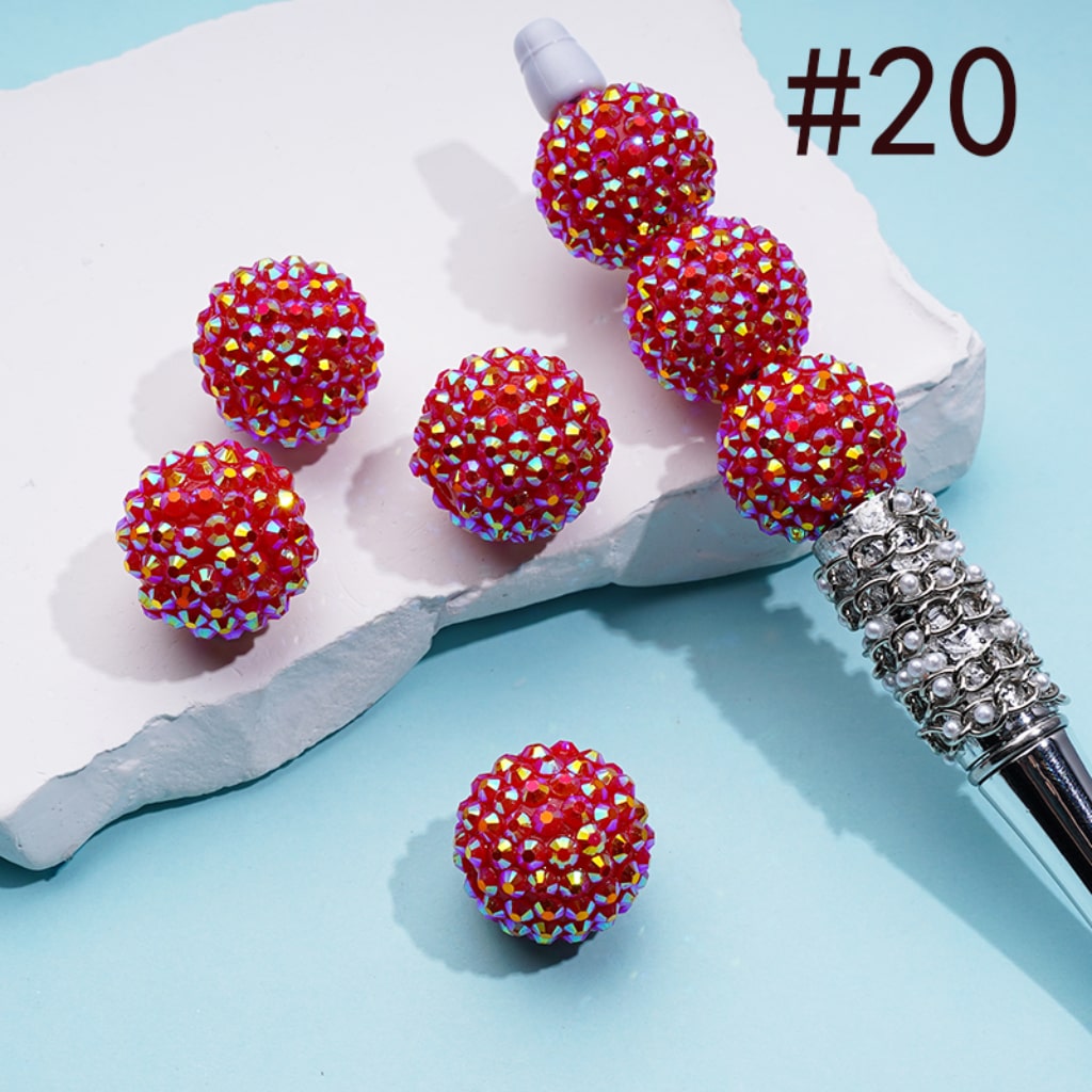 20MM Rhinestone Beads, Collection of Acrylic Rhinestone Beads, Part 1: Color No.1 -No.32