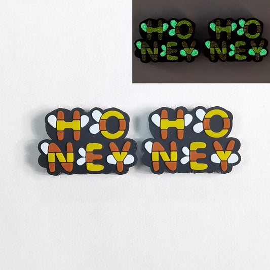 Luminous Colorful Word Honey Silicone Focal beads