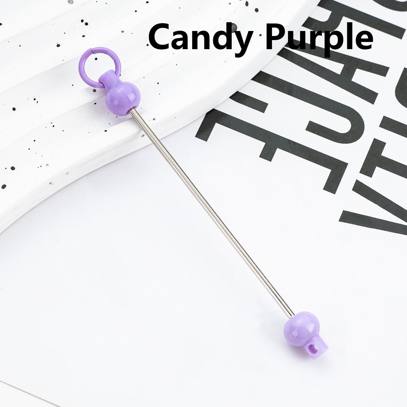 キーホルダーやアクセサリー用のDIYプラスチックビーズバー（単色）、90MM（スティックの素材は金属）