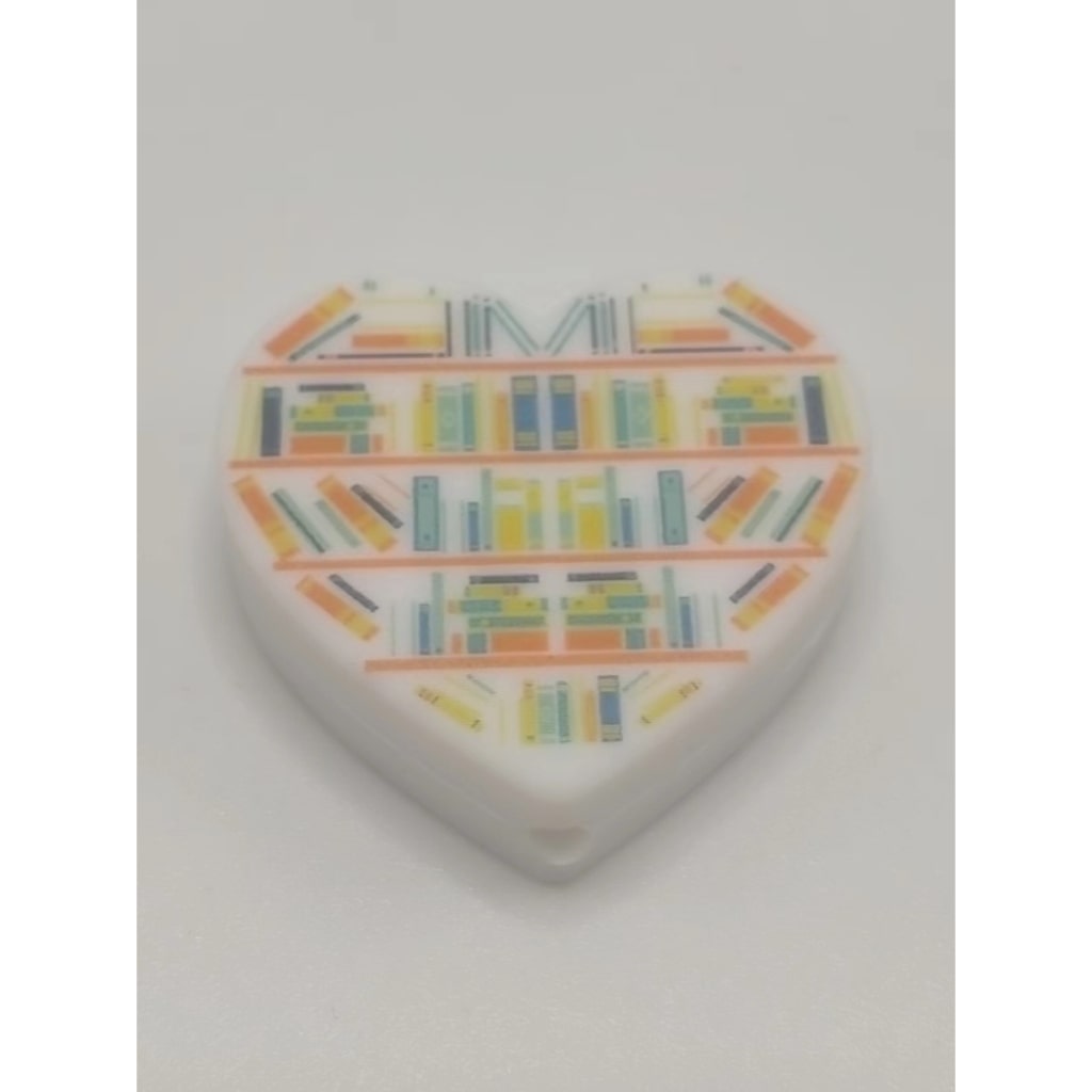 Library Book Shelf on Heart Silicone Focal Beads
