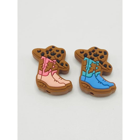 Cowboy Boots with Cowboy Hats Silicone Focal Beads