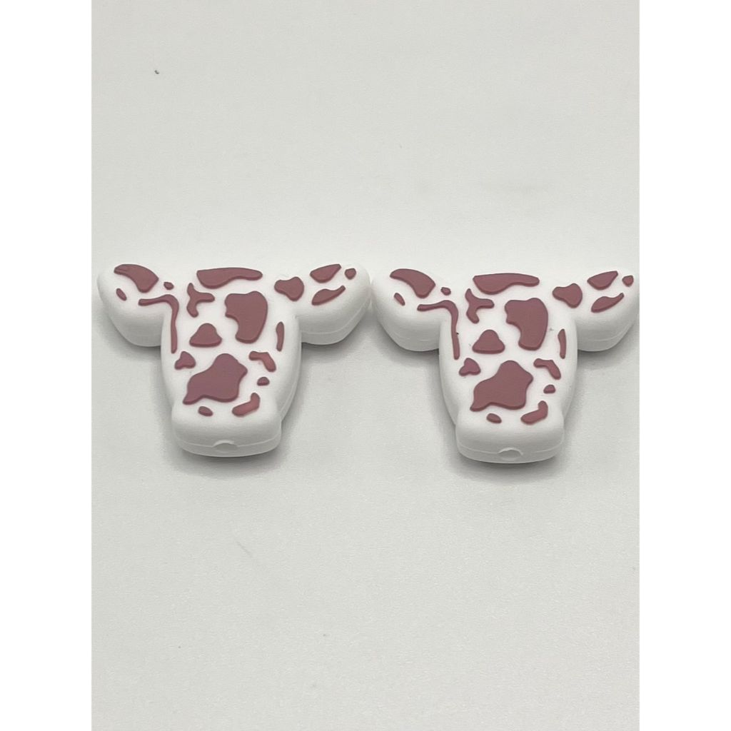 Spotted Cow Heads Silicone Focal Beads