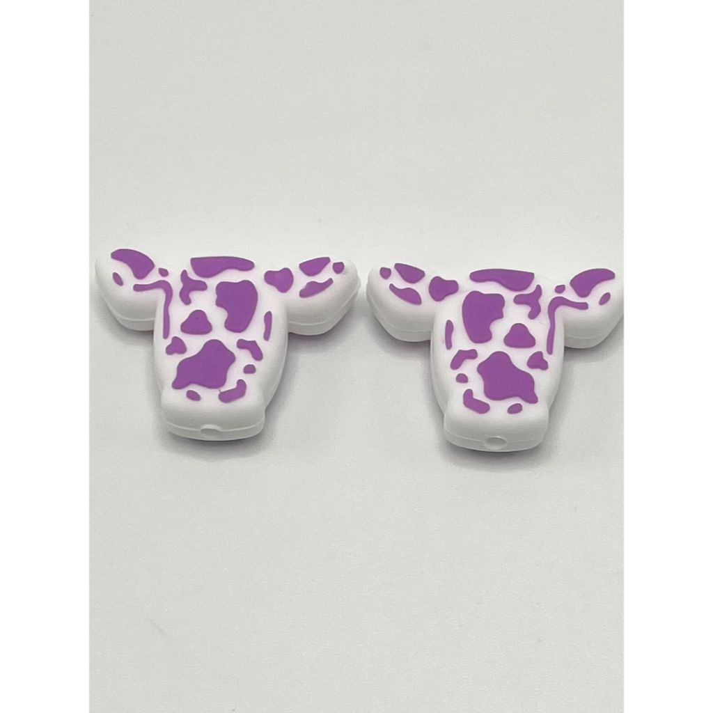 Spotted Cow Heads Silicone Focal Beads