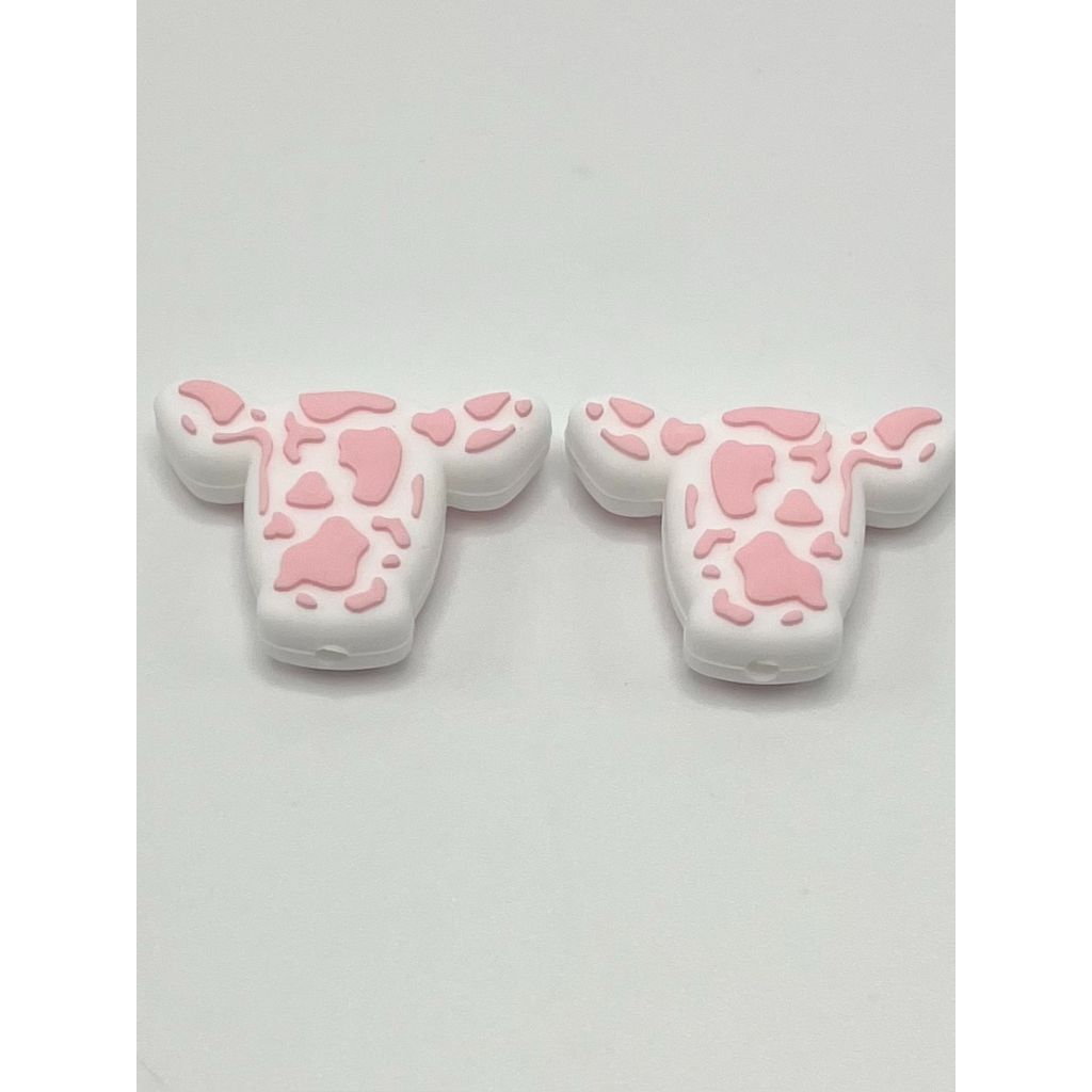 Spotted Cow Heads Silicone Focal Beads