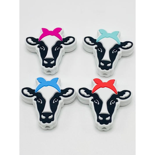 Cow Head with Bandanna Silicone Focal Beads