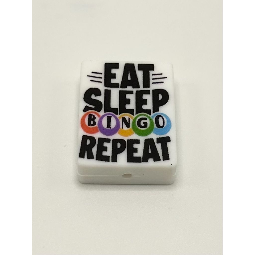 Eat Sleep Bingo Repeat Silicone Focal Beads