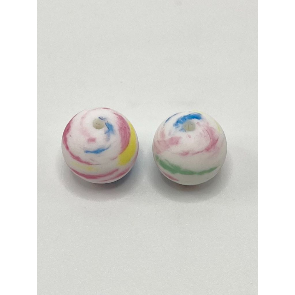 Color Stripe Printed Silicone Beads Number 360