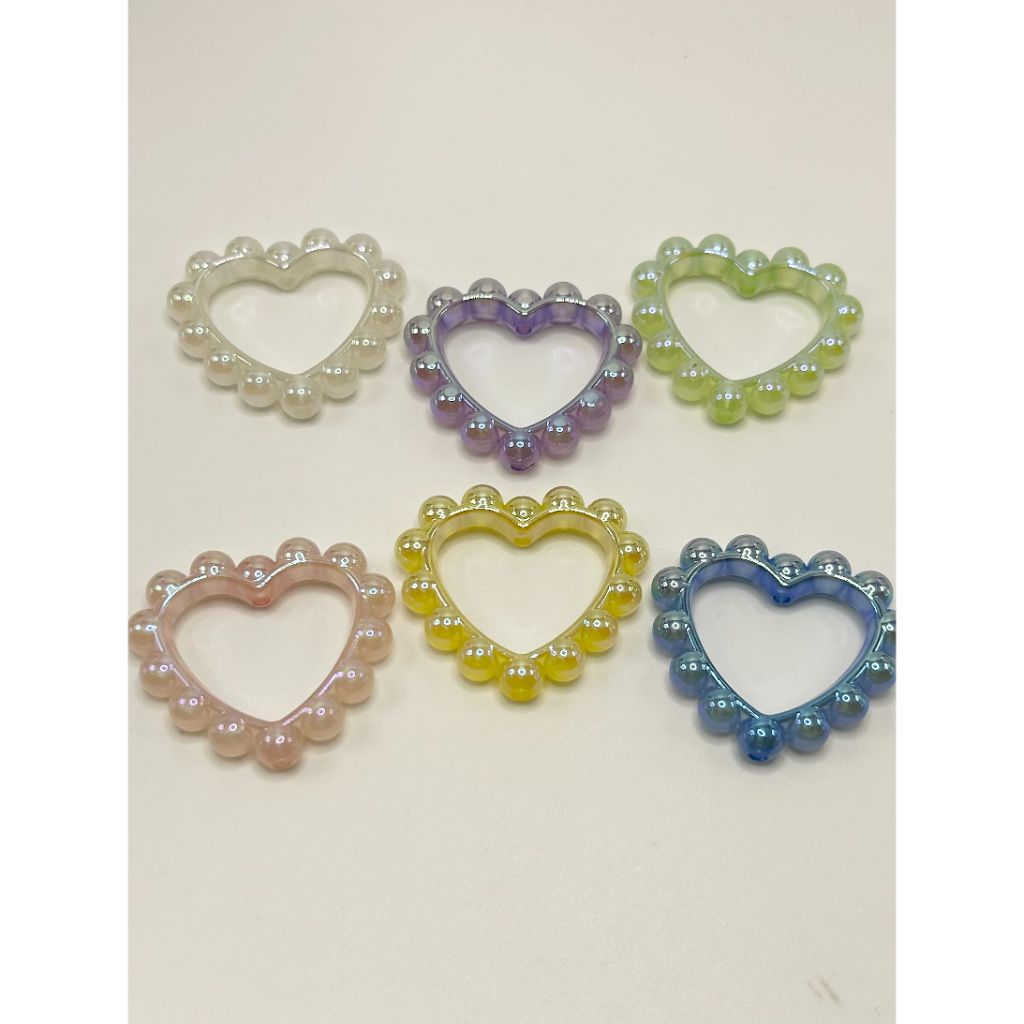 Heart Acrylic Ring Beads, Frame Random Mix Large 39mm by 43mm