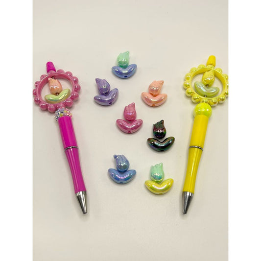 チューリップフラワーローズアクリルビーズ、ランダム混合色
