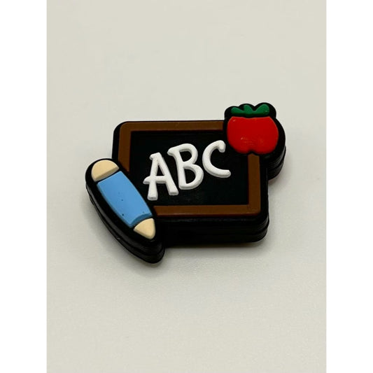 Chalkboard ABC Apple Pencil Silicone Focal Beads