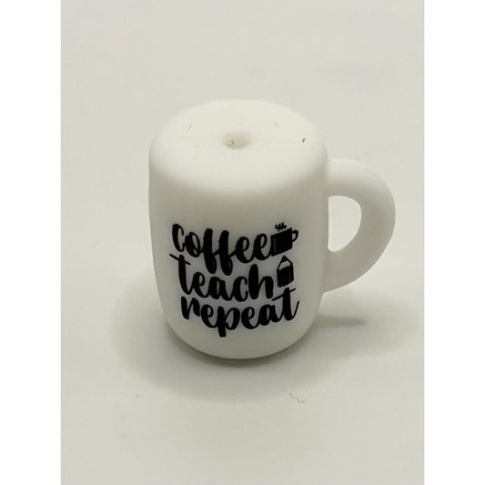 Coffee Teach Repeat Mug Cup 3D Silicone Focal Beads