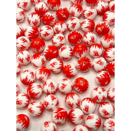 Blood Beads, Bloody Palm Hand Printed Silicone Beads