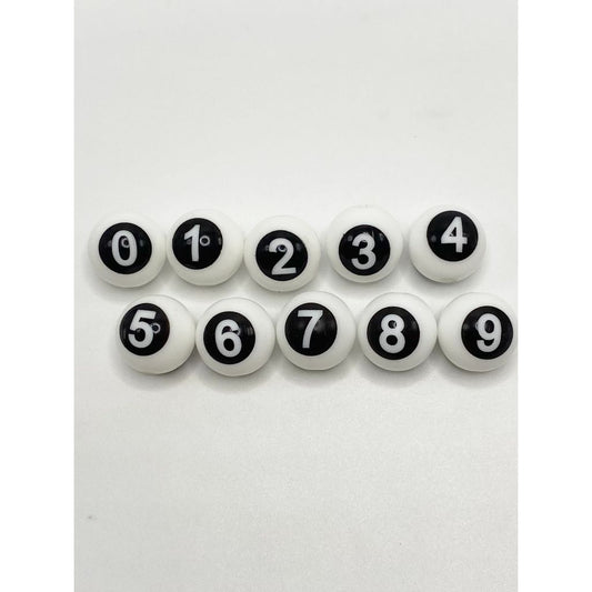 Numbers Printed Silicone Focal Beads 15mm