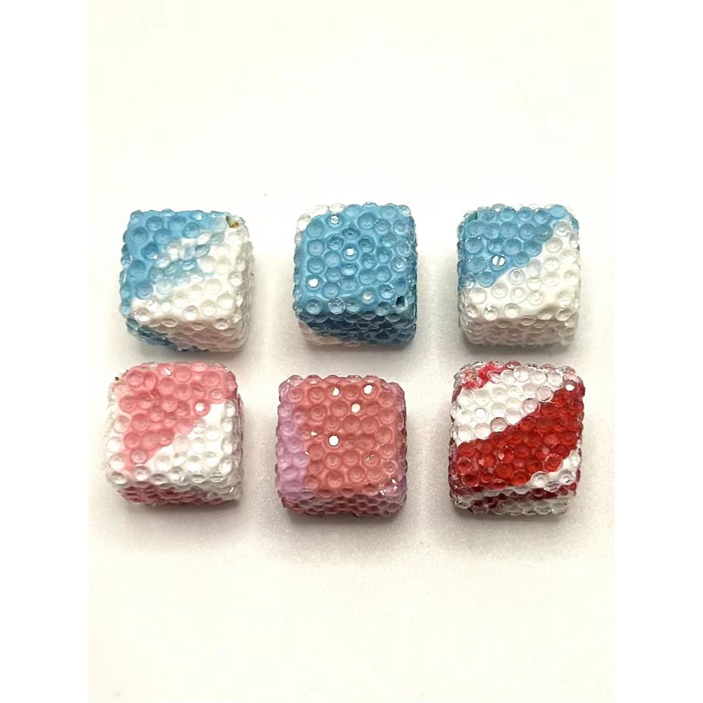 Double Color Cube Clay Beads, Random Mix 14mm PLEASE READ DESCRIPTION