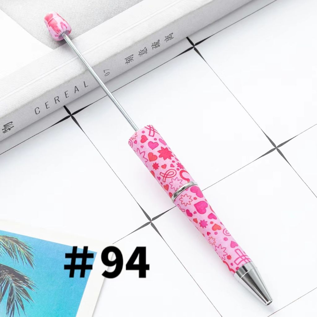 Breast Cancer Pens, Printed Beadable Pens with Ribbon for Cancer Awareness