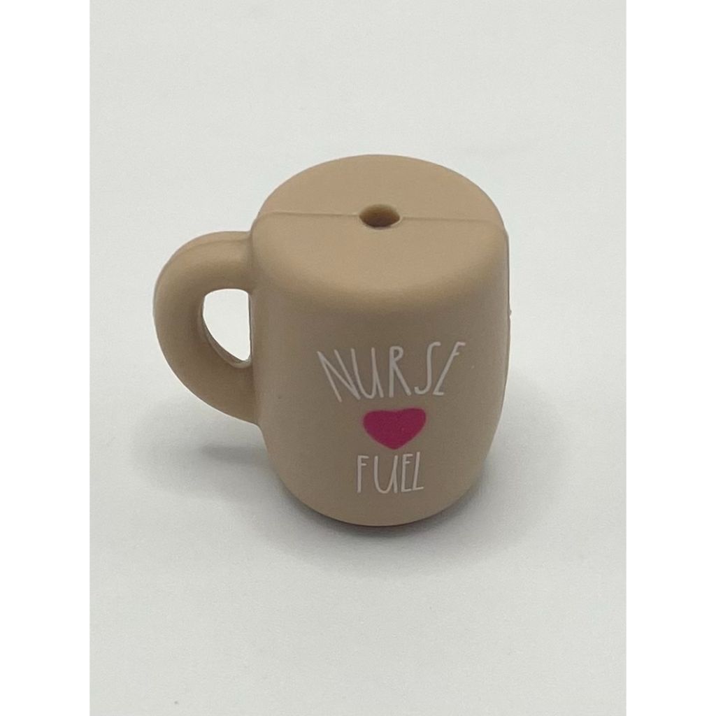 Brown Nurse Fuel Heart Cup Silicone Focal Beads