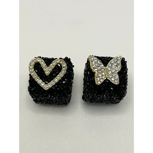 Black Cubes Sugar Beads with Heart or Butterfly 21*18mm