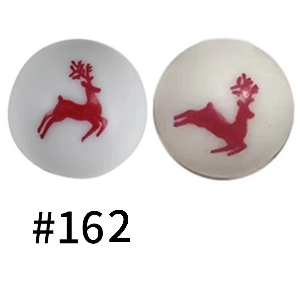 Red Reindeer on White Printed Silicone Beads Number 162