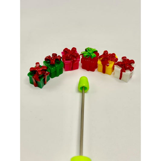 Christmas Gift Box with Ribbon Pen Toppers (Without Hole), Random Mix