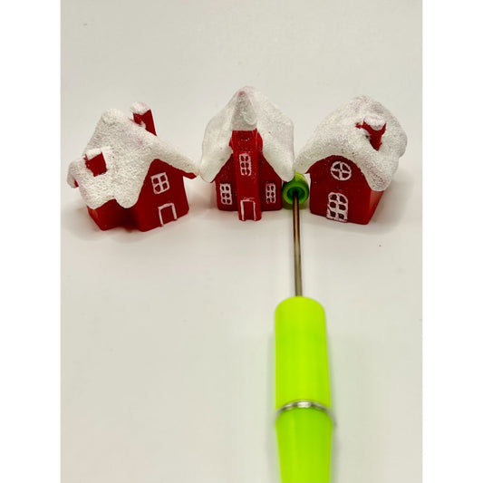 Red Christmas House Pen Toppers (Without Hole), Random Mix