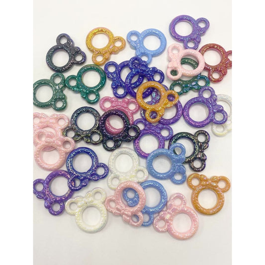 Acrylic Beads Minnne Frame with Bowknot, Random Mix Color