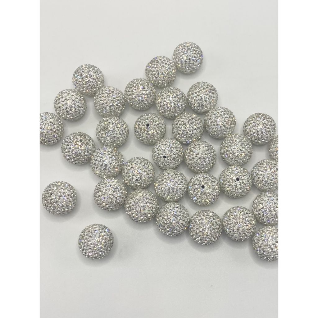 Clay Beads with Rhinestones, 20mm