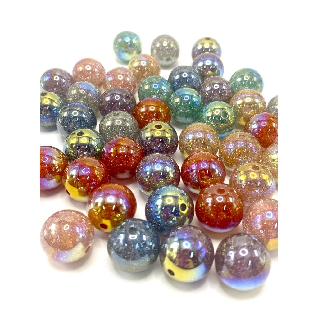 Extra Glossy Acrylic Beads with Double Glitter, High End Finish